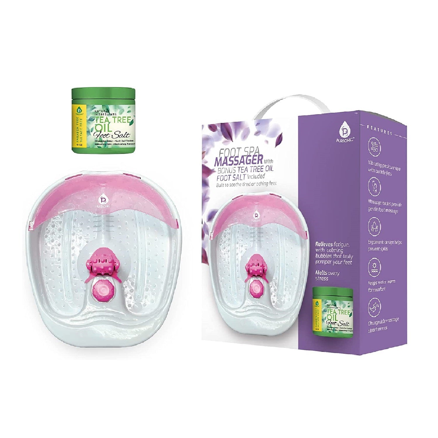 Foot Spa Massager with Tea Tree Oil Foot Salt Scrub (Warming Function) by Pursonic by VYSN