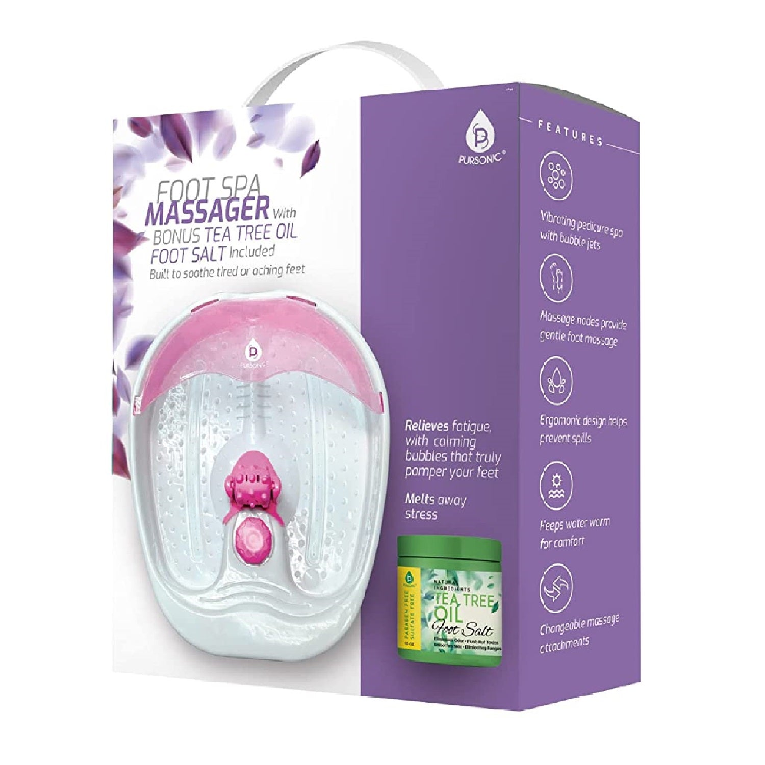 Foot Spa Massager with Tea Tree Oil Foot Salt Scrub (Warming Function) by Pursonic by VYSN