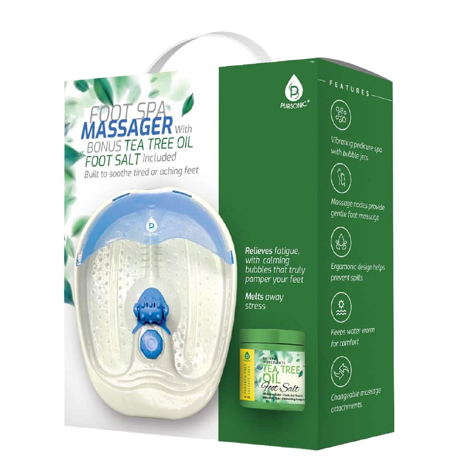 Foot Spa Massager with Tea Tree Oil Foot Salt Scrub (Warming Function) by Pursonic by VYSN