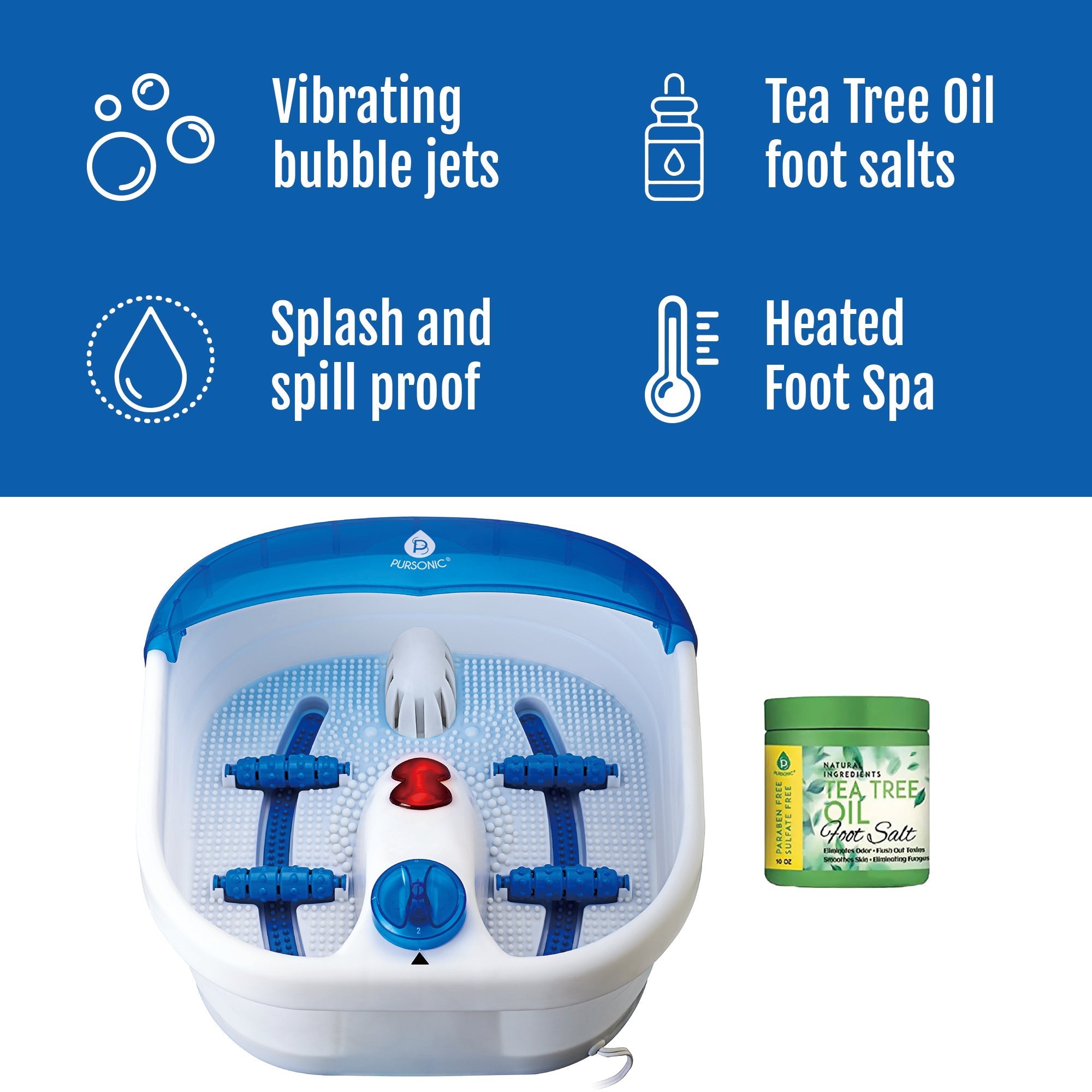 Foot Spa Massager with Tea Tree Oil Foot Salt Scrub (Heating Function) by Pursonic by VYSN