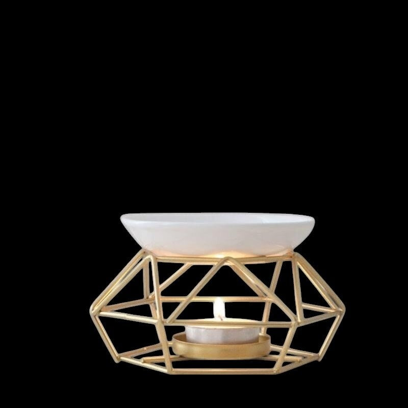 Gold Geometric Ceramic Essential Oil/Wax Melt Burner by The Good Shaman