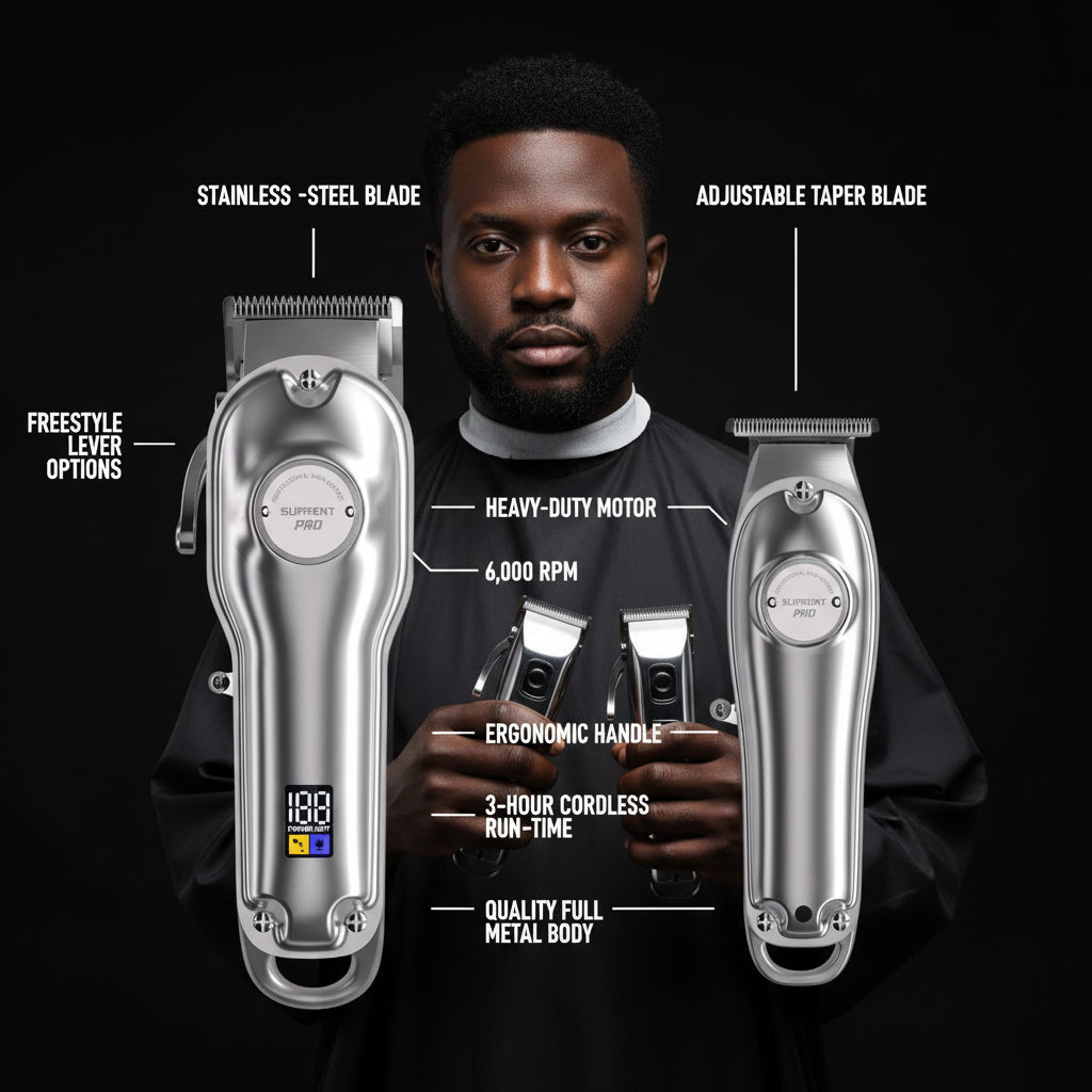 The Silver Knight Professional Clipper and Trimmer Set - HC596SX by SUPRENT US