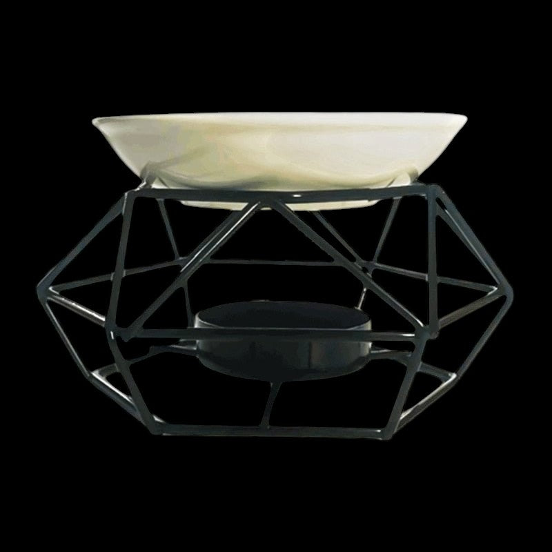 Black Geometric Ceramic Essential Oil/Wax Melt Burner Warmer by The Good Shaman