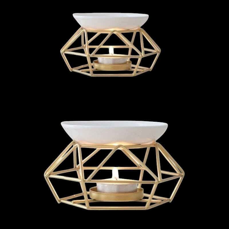 Gold Geometric Ceramic Essential Oil/Wax Melt Burner by The Good Shaman