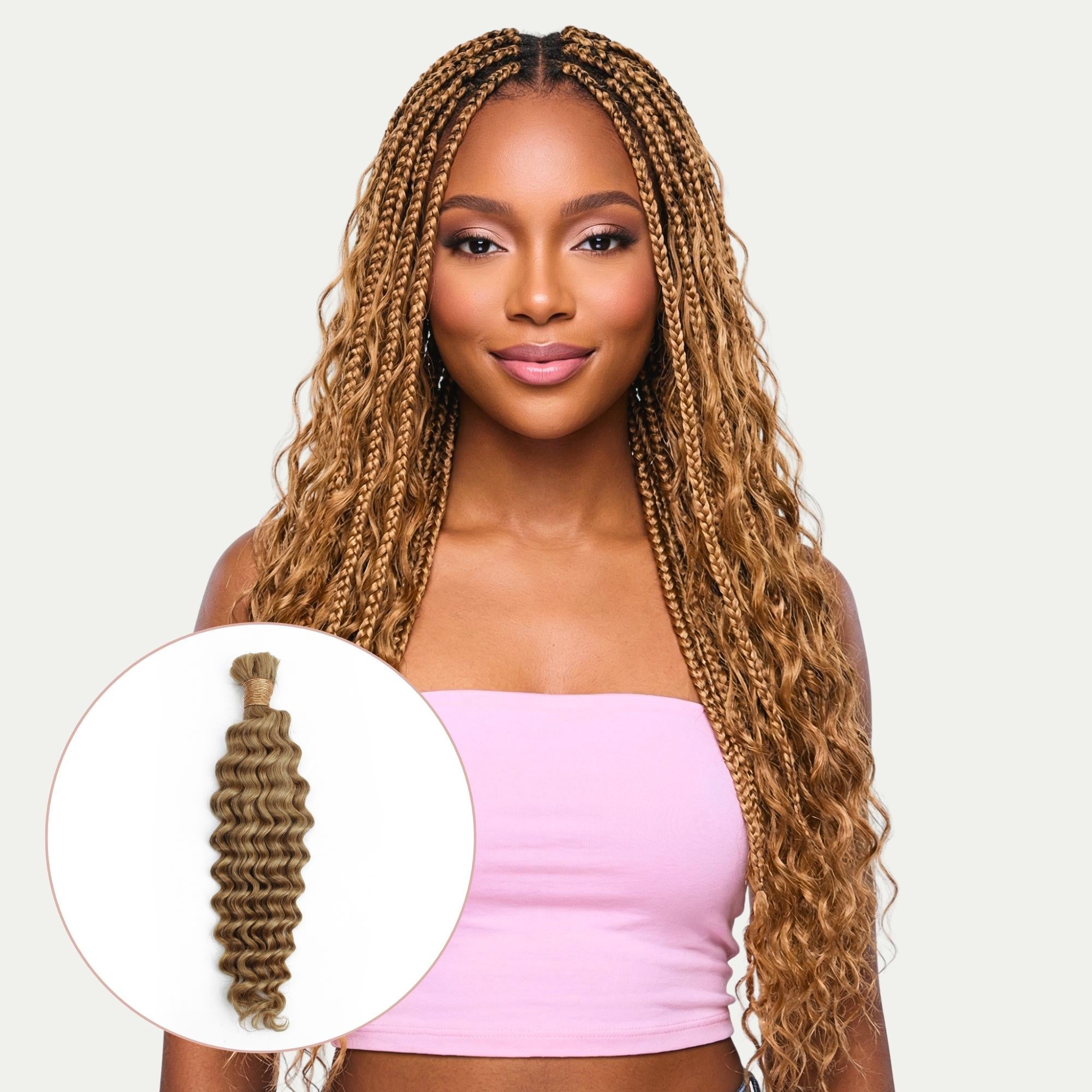Honey Blonde Deep Wave 27 Bulk 100% Human Braiding Hair by Private Label