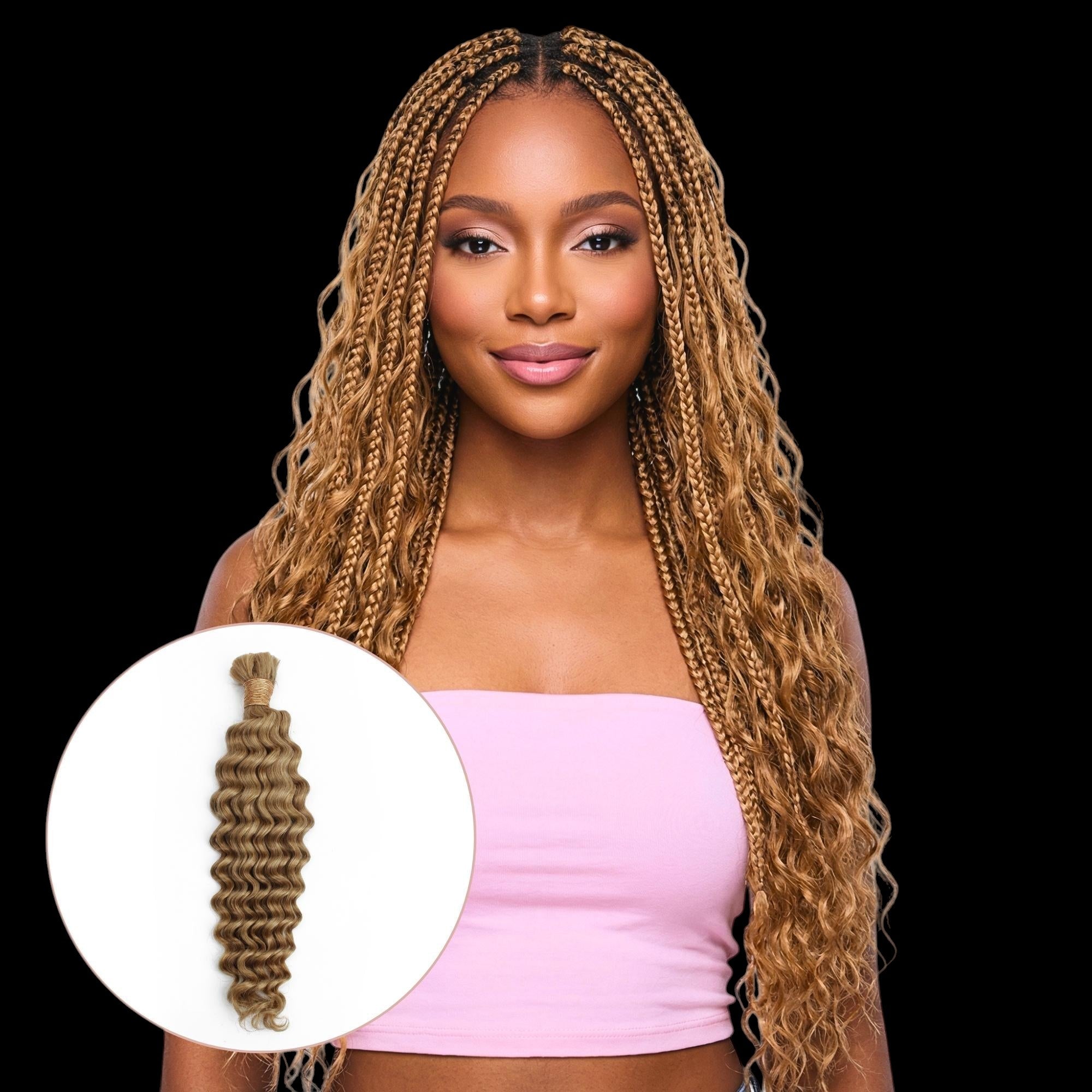 Honey Blonde Deep Wave 27 Bulk 100% Human Braiding Hair by Private Label