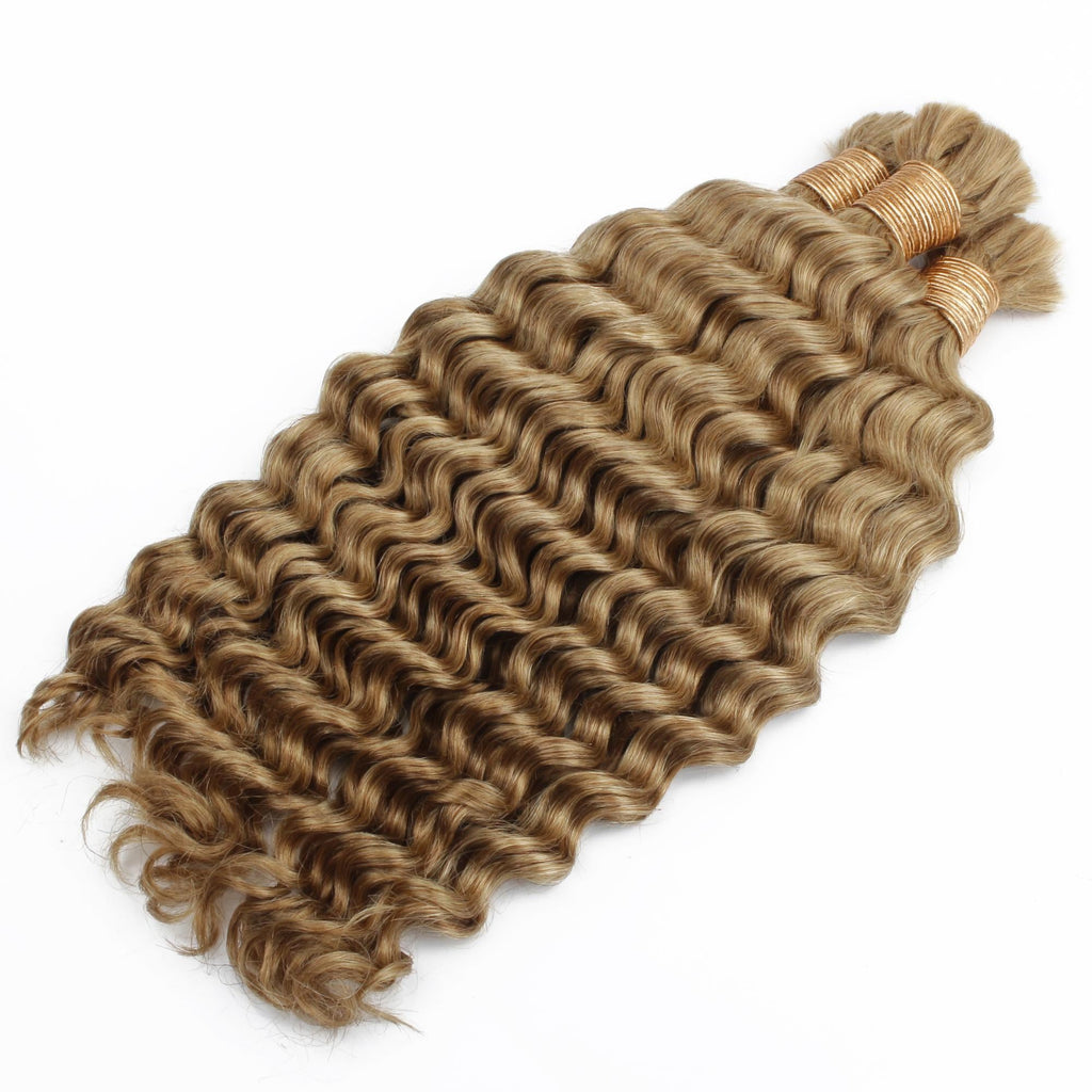 Honey Blonde Deep Wave 27 Bulk 100% Human Braiding Hair by Private Label