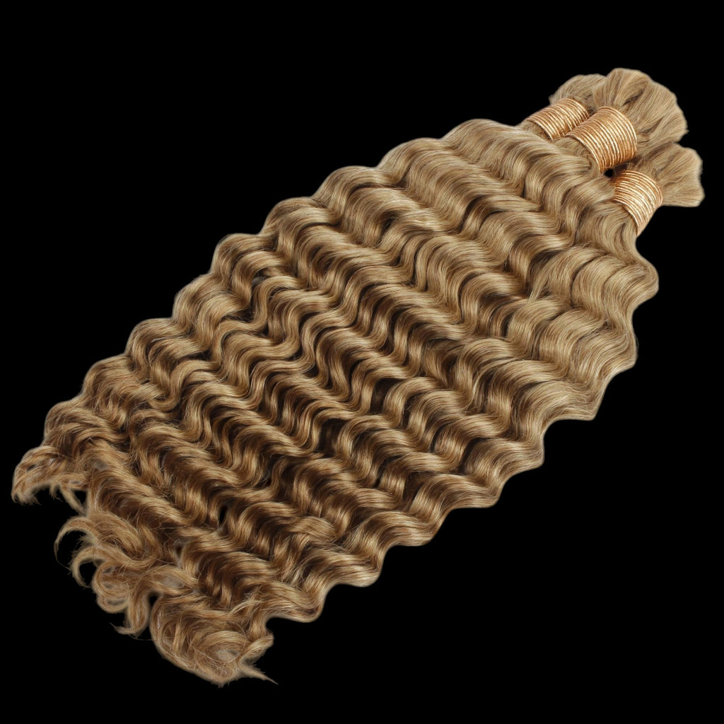 Honey Blonde Deep Wave 27 Bulk 100% Human Braiding Hair by Private Label