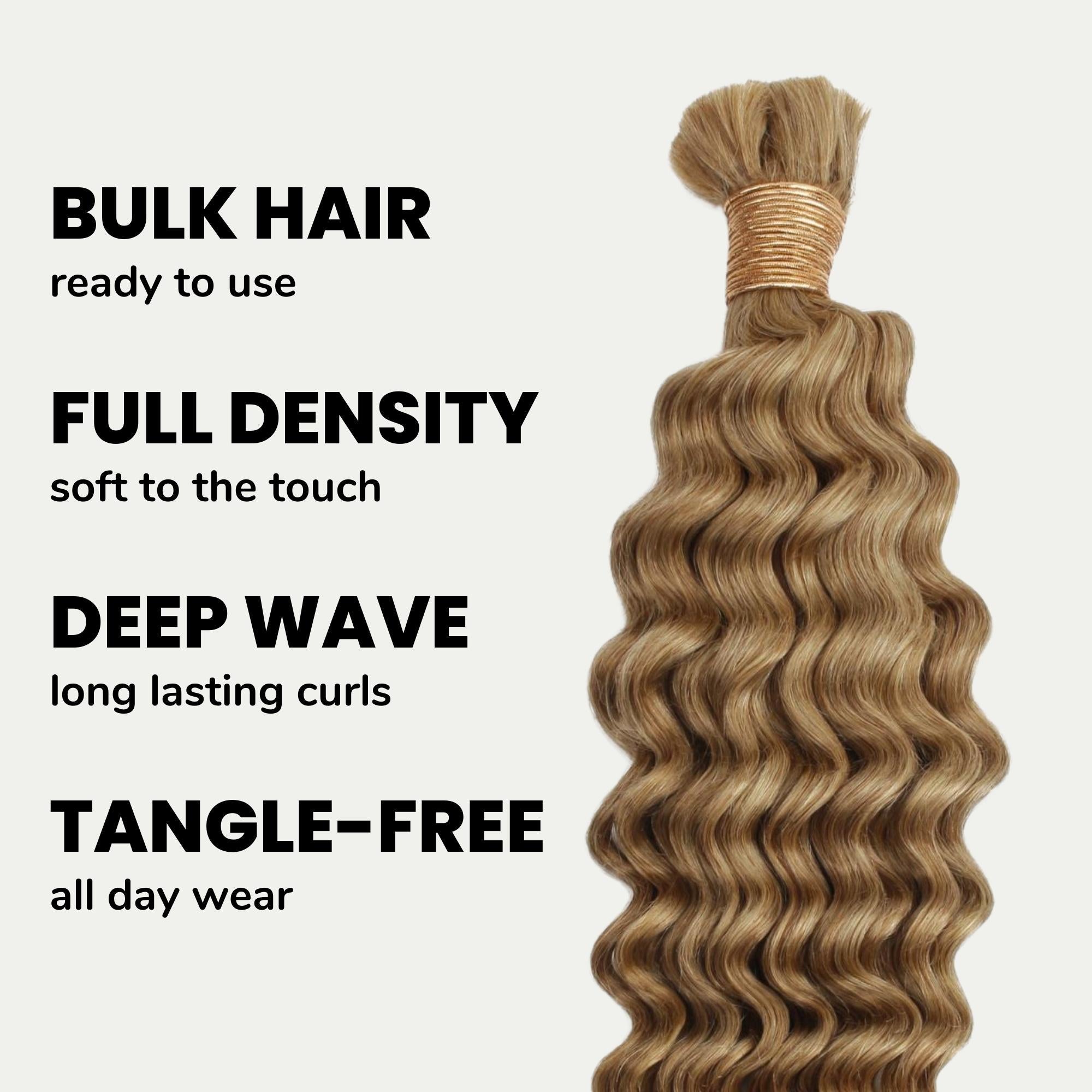 Honey Blonde Deep Wave 27 Bulk 100% Human Braiding Hair by Private Label