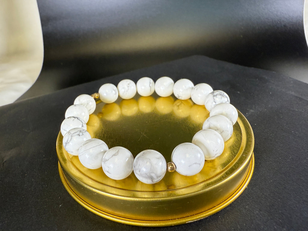 Howlite Bracelet for Crown Chakra Healing and Protection - 14K GF detail by The Good Shaman