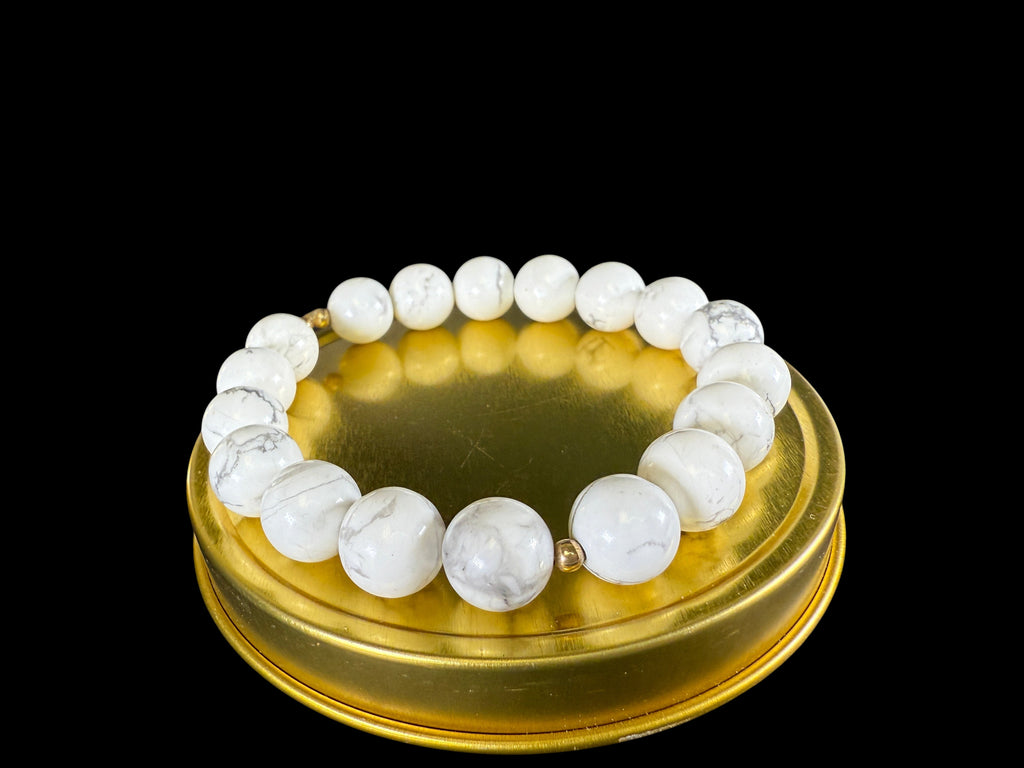 Howlite Bracelet for Crown Chakra Healing and Protection - 14K GF detail by The Good Shaman