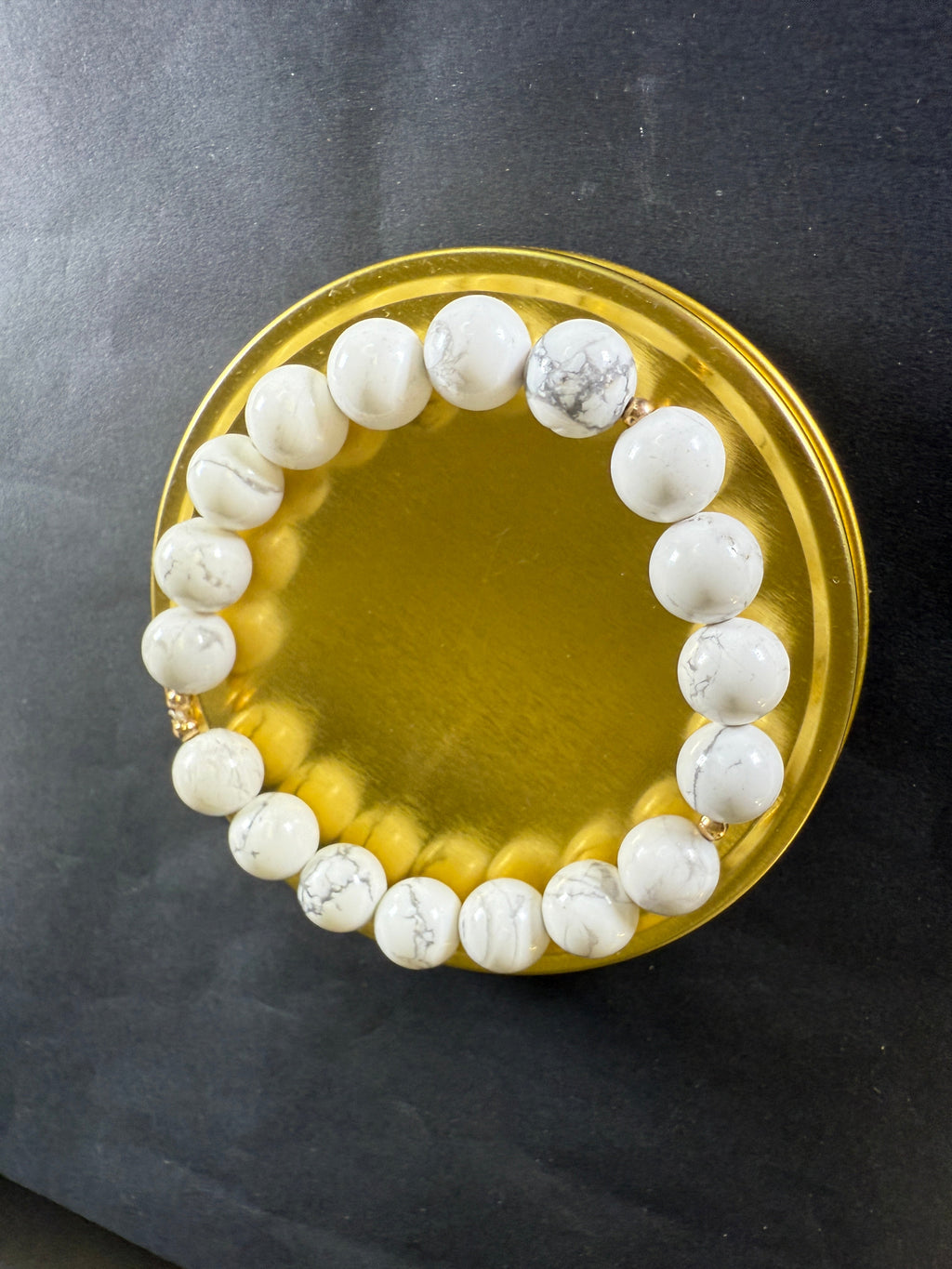 Howlite Bracelet for Crown Chakra Healing and Protection - 14K GF detail by The Good Shaman