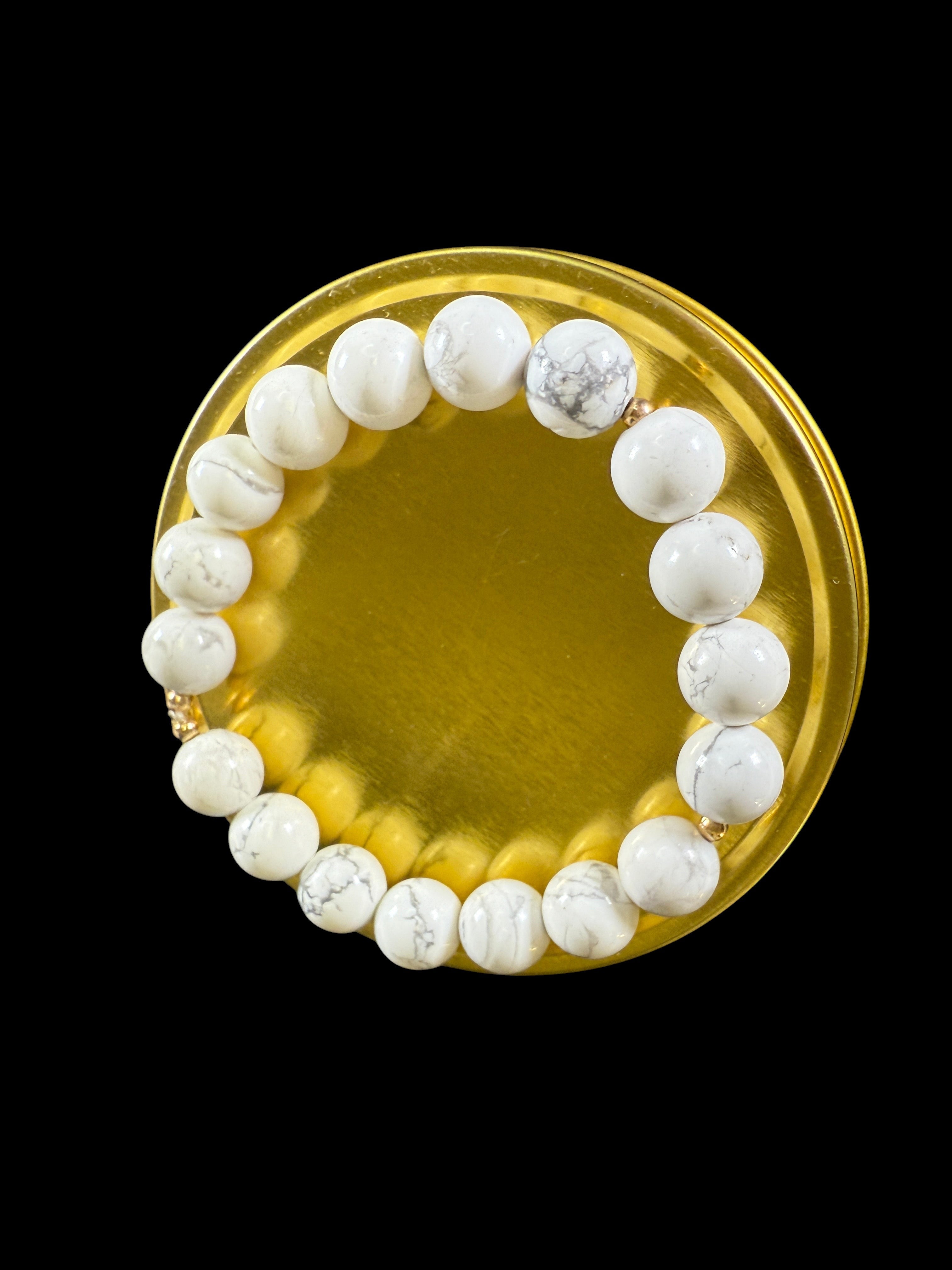 Howlite Bracelet for Crown Chakra Healing and Protection - 14K GF detail by The Good Shaman