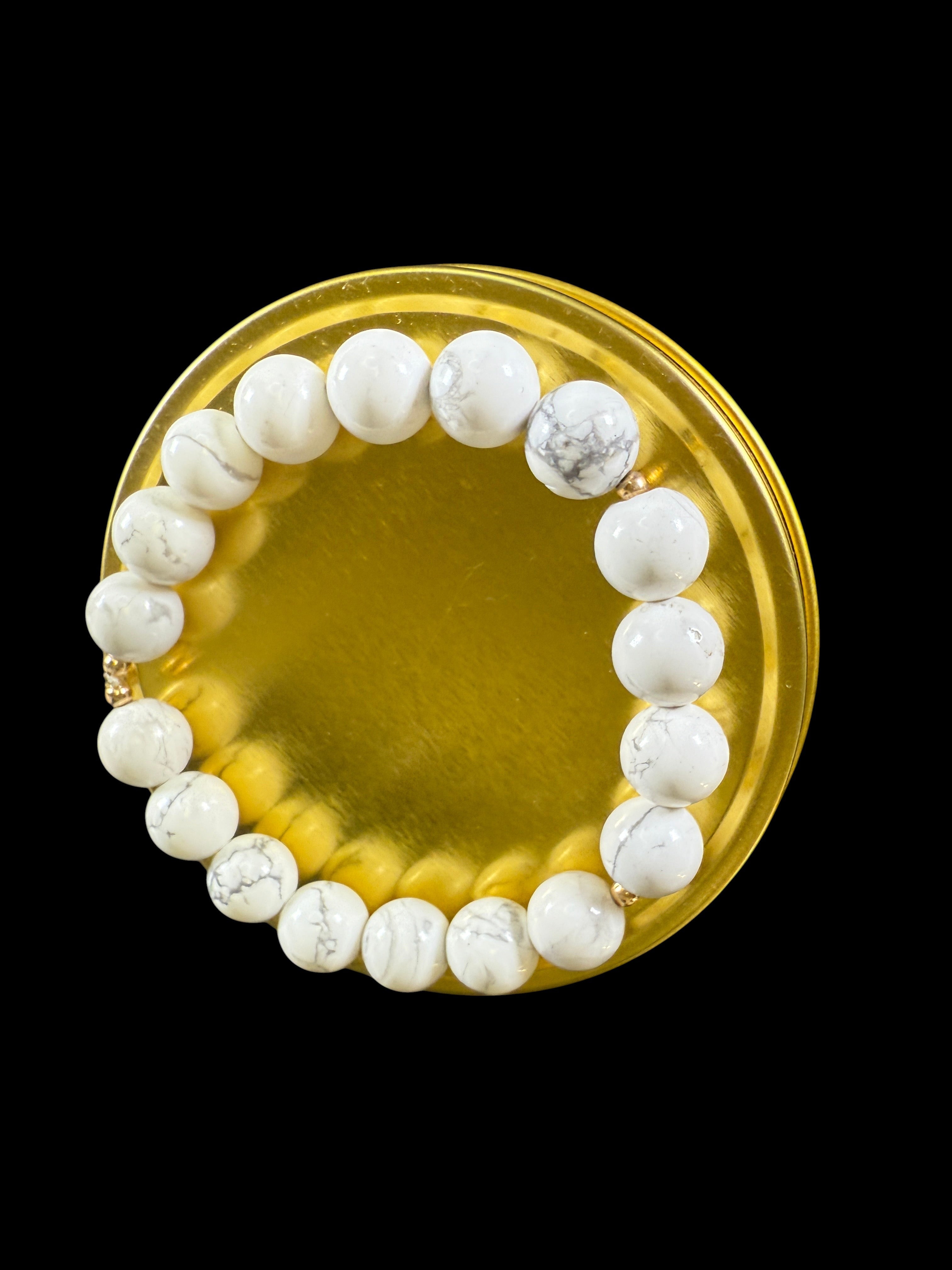 Howlite Bracelet for Crown Chakra Healing and Protection - 14K GF detail by The Good Shaman