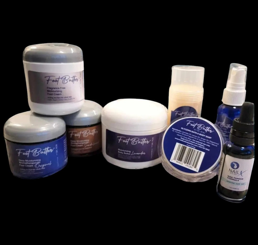 Ultimate Foot & Body Care Bundle – Foot Butter Creams, Body Butter, Heel Balm, Cooling Spray, Nail Repair & Bath Soap by Foot Butter by Dr Ron