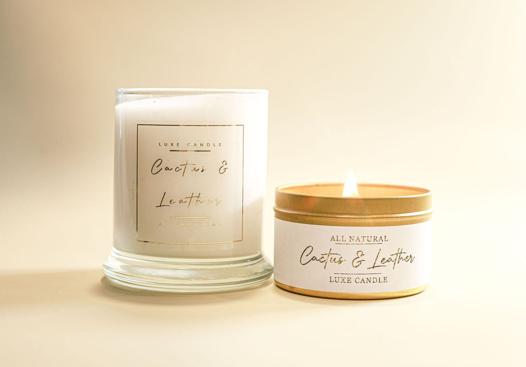 Cactus & Leather Luxe Natural Coconut Wax Candle by The Good Shaman