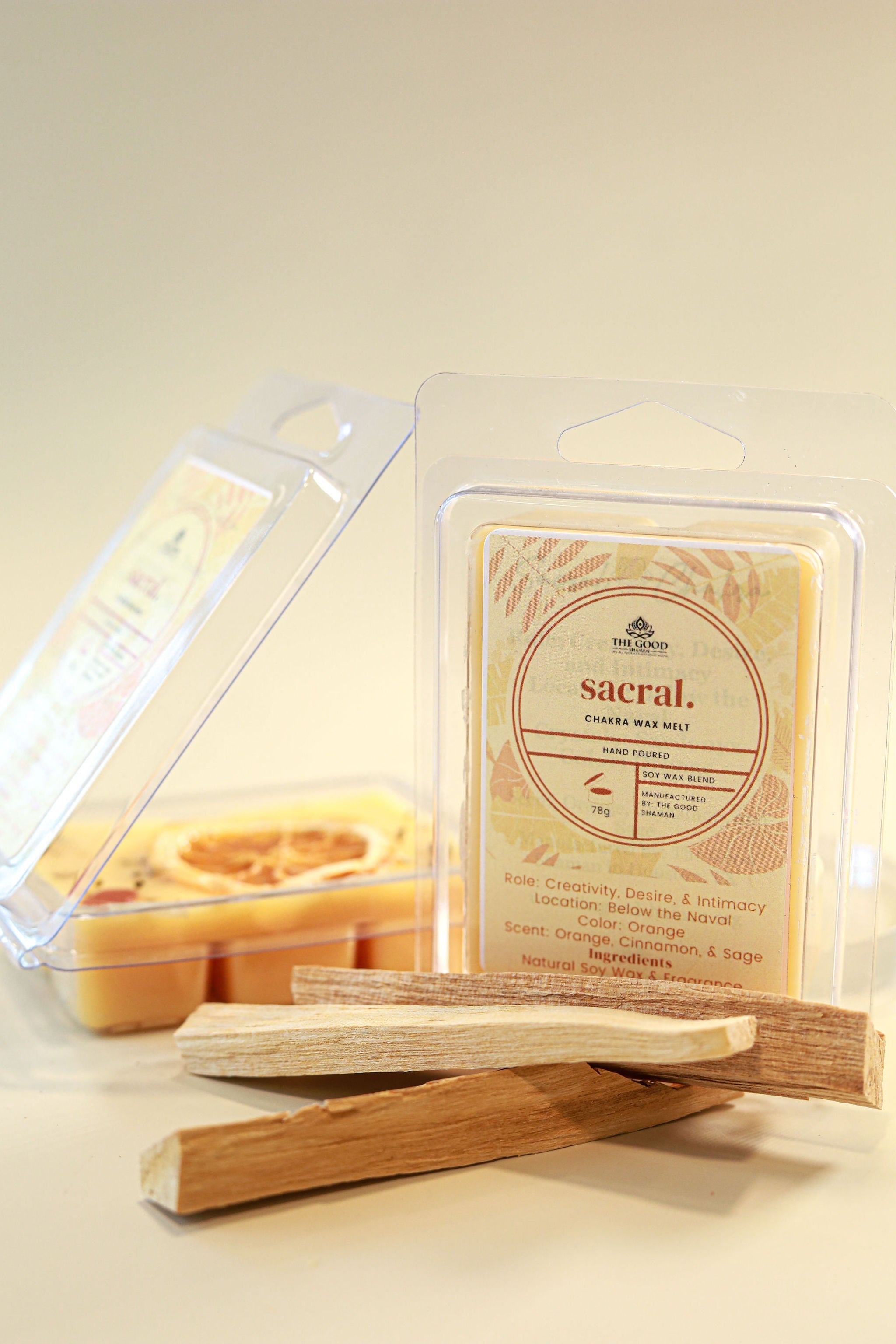 Sacral Chakra – Luxe Hand-Poured Natural Soy Wax Melts by The Good Shaman
