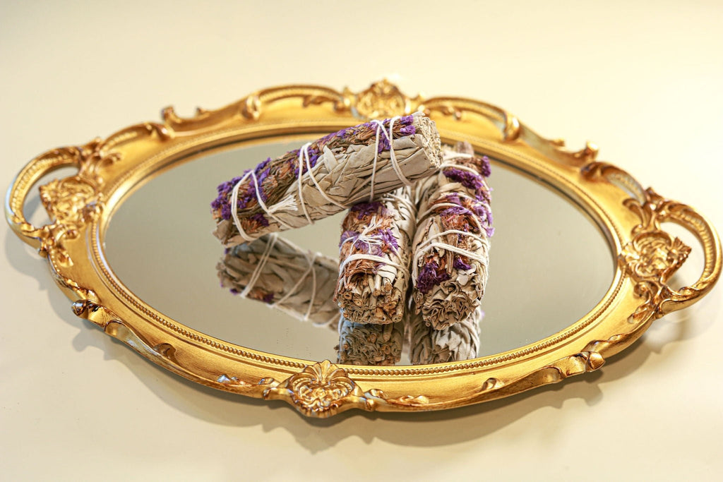 4" Sustainably Harvested - White Sage & Purple Sinuata Flower by The Good Shaman