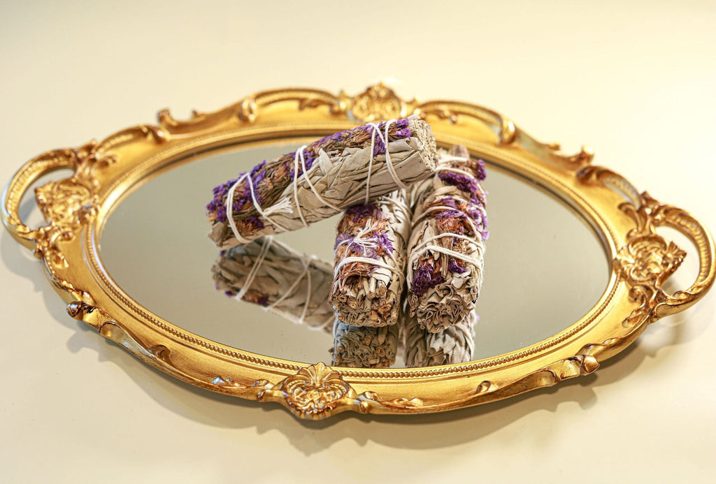 4" Sustainably Harvested - White Sage & Purple Sinuata Flower by The Good Shaman