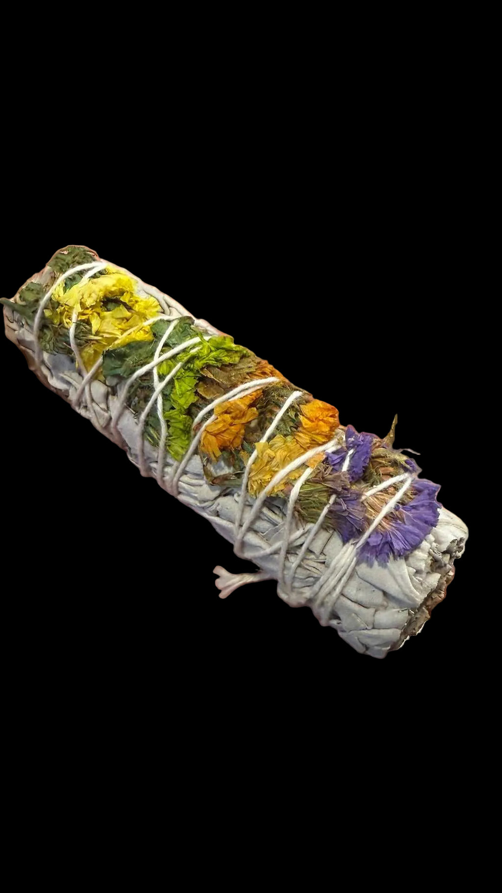Good Vibes (Statice Floral) White Sage Smudge Stick (4 in.) by Sacred Crystals