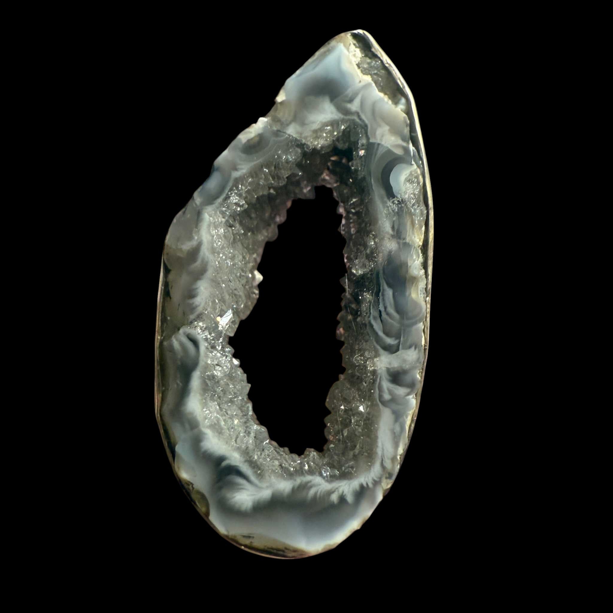Agate Slice Statement Ring – Blue Druzy Geode Cut – Size 10
