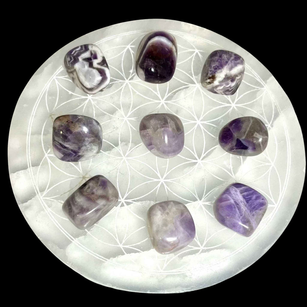 Chevron Amethyst Tumbled Stone