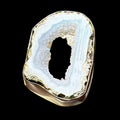 White Bands Agate Geode Slice Ring – Sterling Silver – Size 7