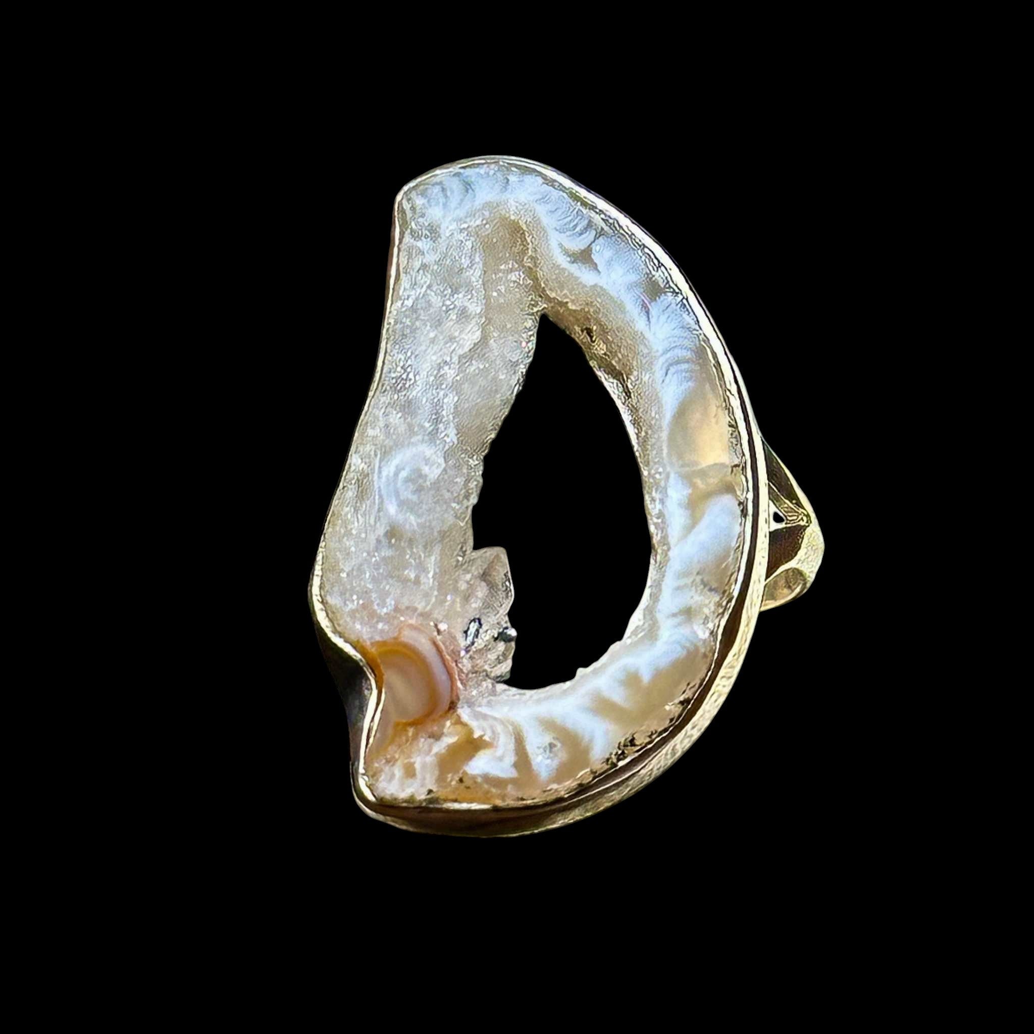 Agate Geode Slice Ring – Sterling Silver – Size 9