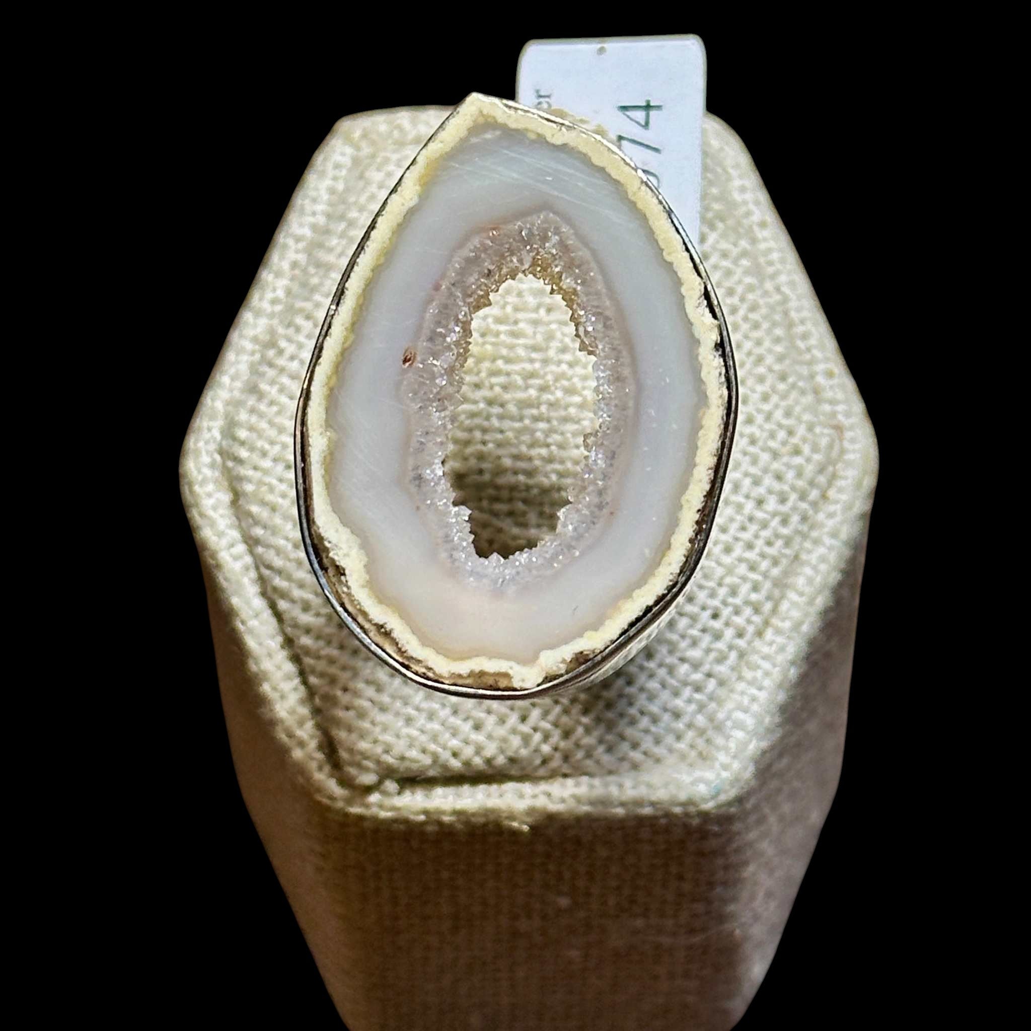 Agate Geode Slice Ring – Sterling Silver – Size 8