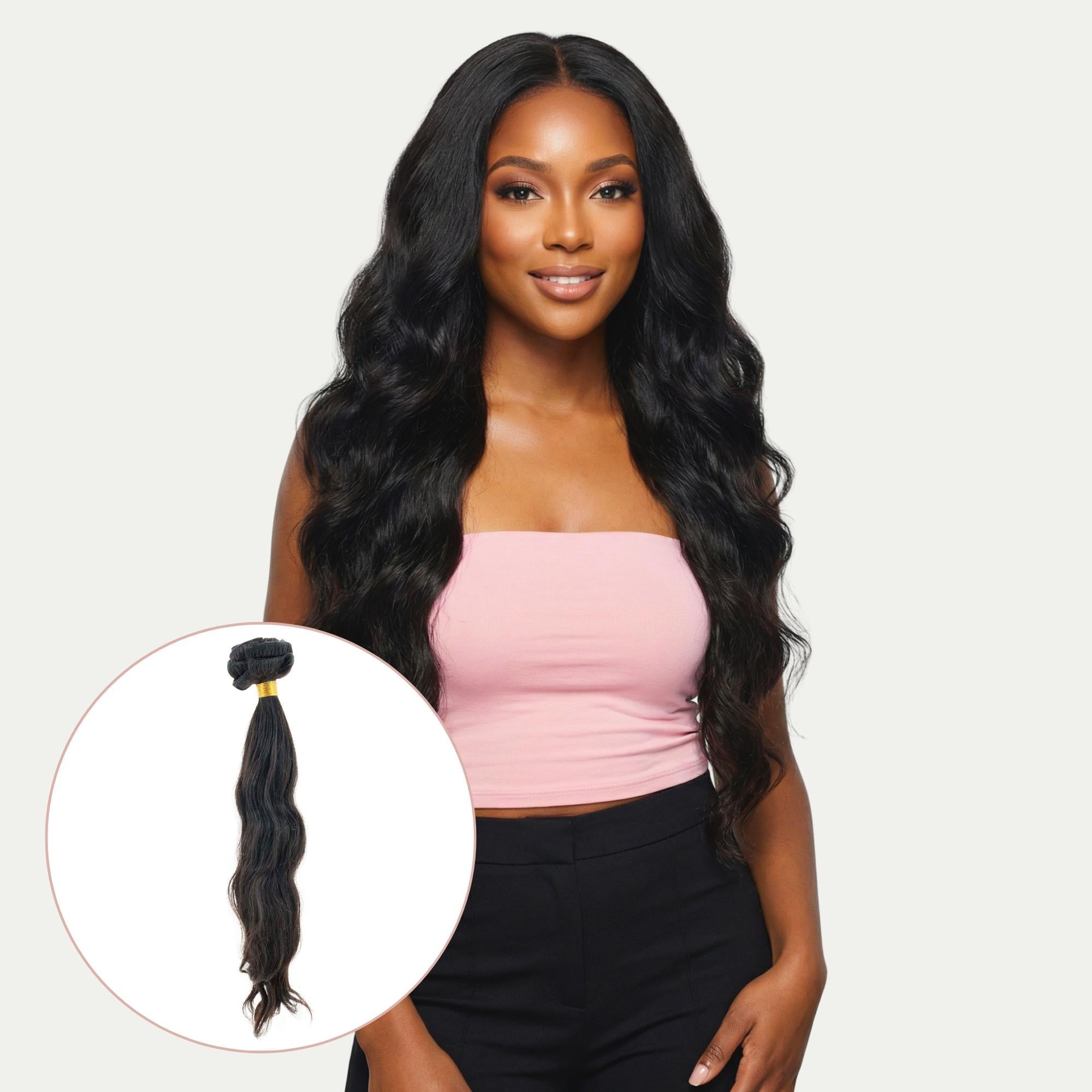 Indian Wavy Natural Black Clip-In 100% Human Hair Extensions by Private Label