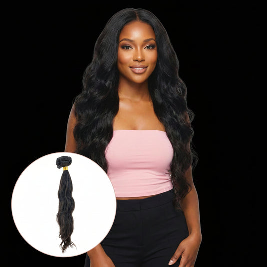 Indian Wavy Natural Black Clip-In 100% Human Hair Extensions by Private Label