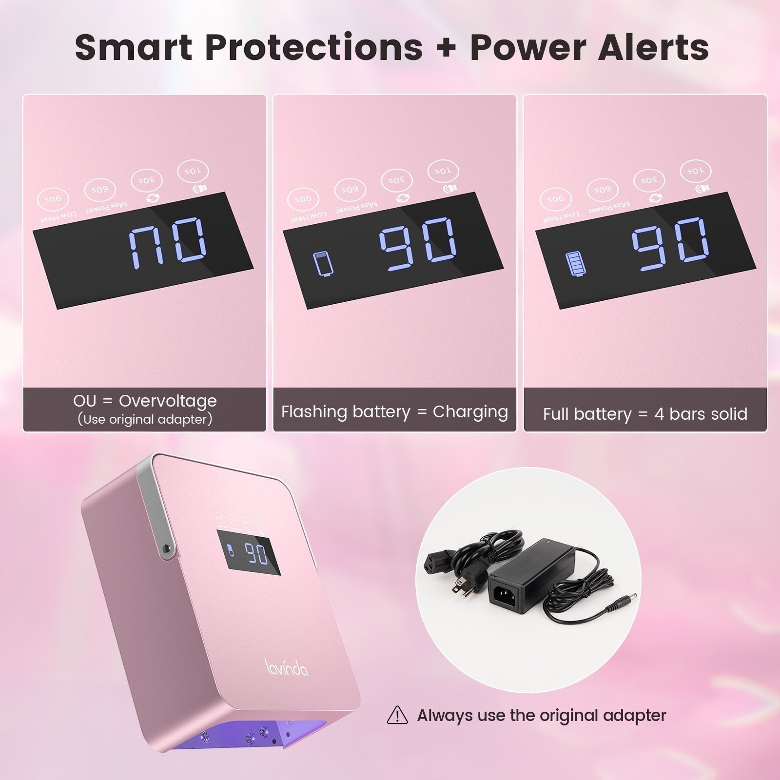 NovaGlow™ Pro Nail Lamp - Rose Gold - 60W Rechargeable UV/LED by Lavinda