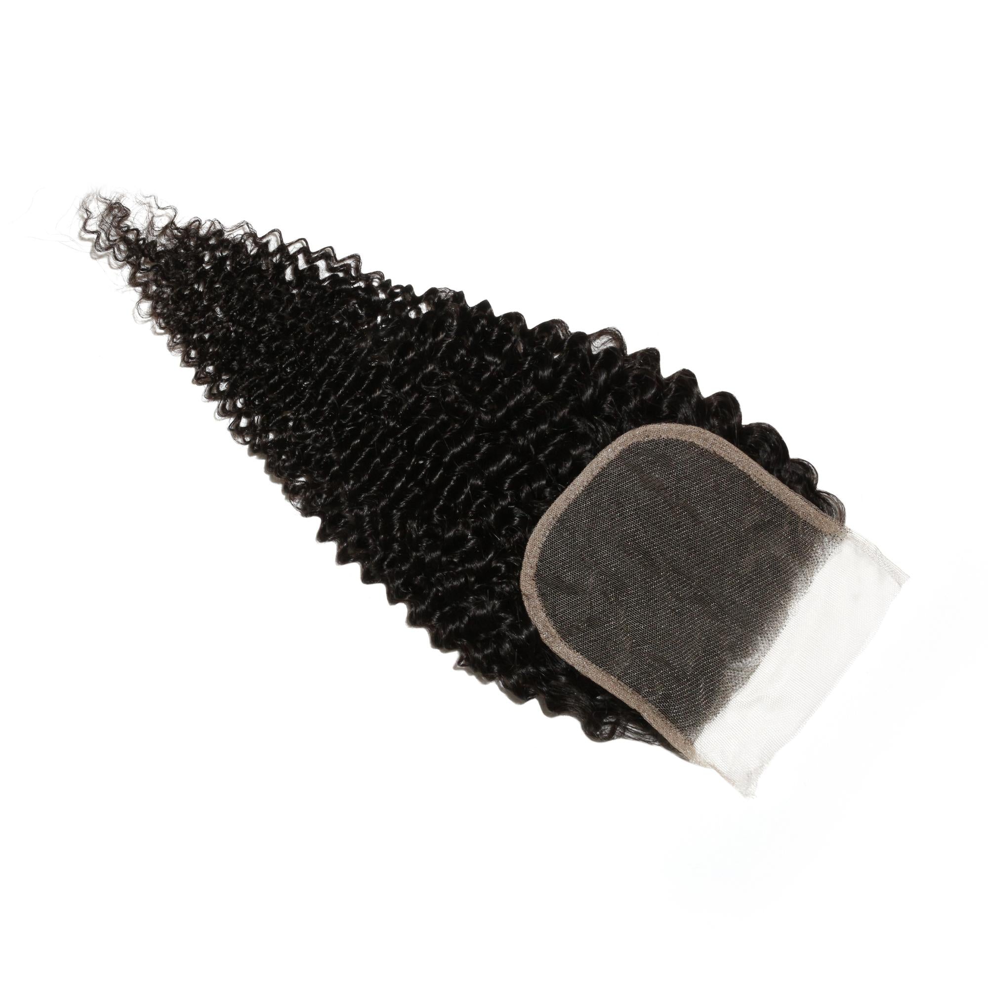 Jerry Curl 4x4 Transparent Lace Human Hair Closure by Private Label