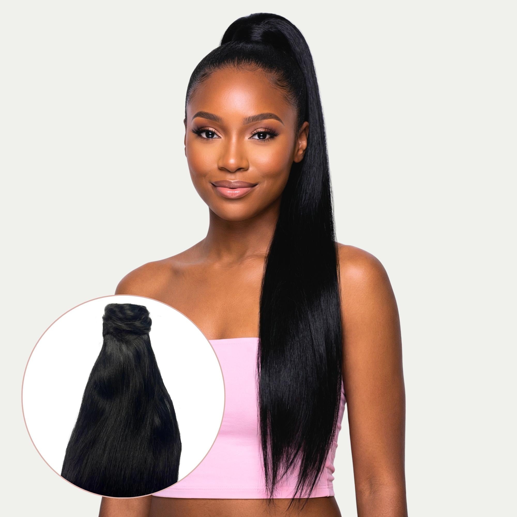 Jet Black 100% Human Hair Ponytail Extension by Private Label