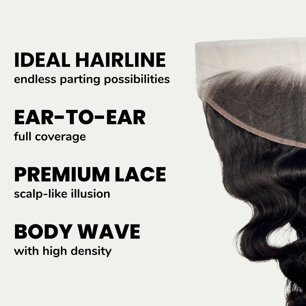 Jet Black Body Wave 13x4 HD Lace Human Hair Frontal by Private Label
