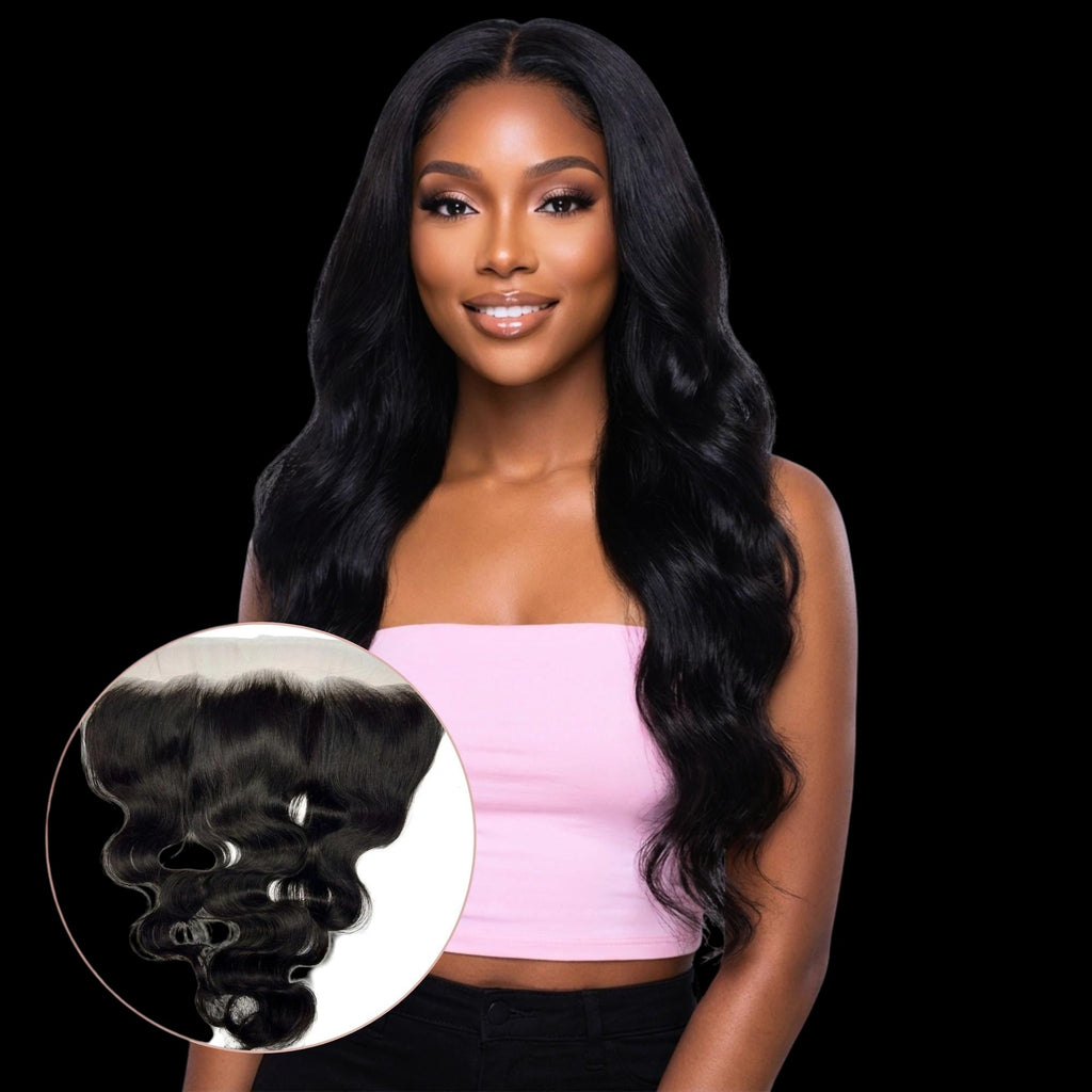Jet Black Body Wave 13x4 HD Lace Human Hair Frontal by Private Label
