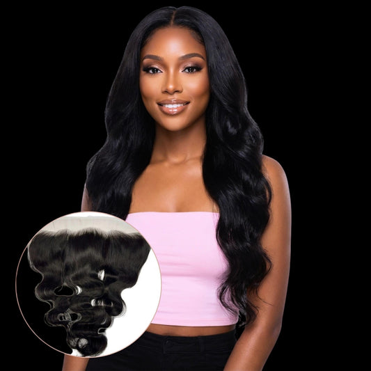 Jet Black Body Wave 13x4 HD Lace Human Hair Frontal by Private Label