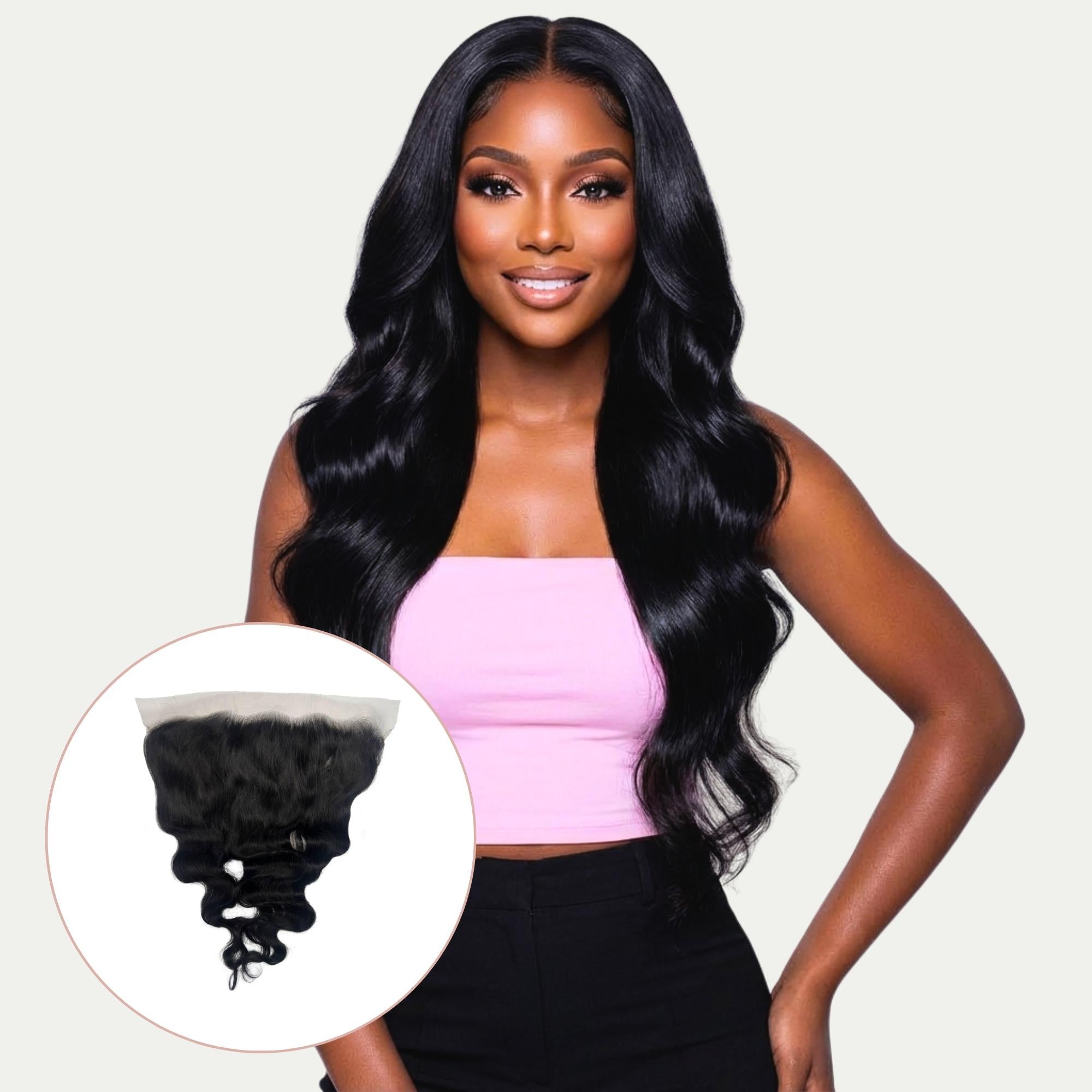 Jet Black Body Wave 13x6 HD Lace Human Hair Frontal by Private Label