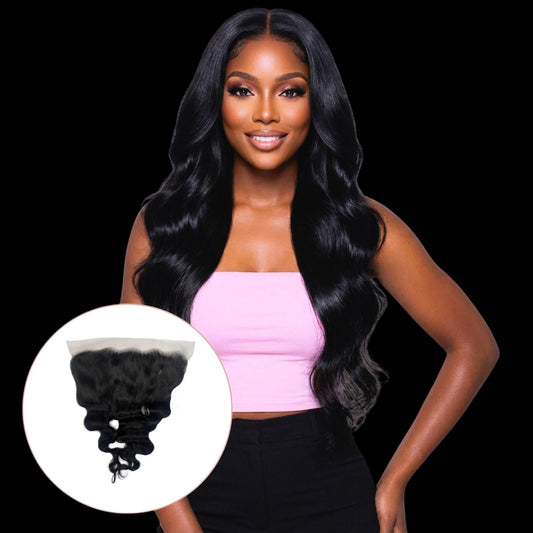 Jet Black Body Wave 13x6 HD Lace Human Hair Frontal by Private Label