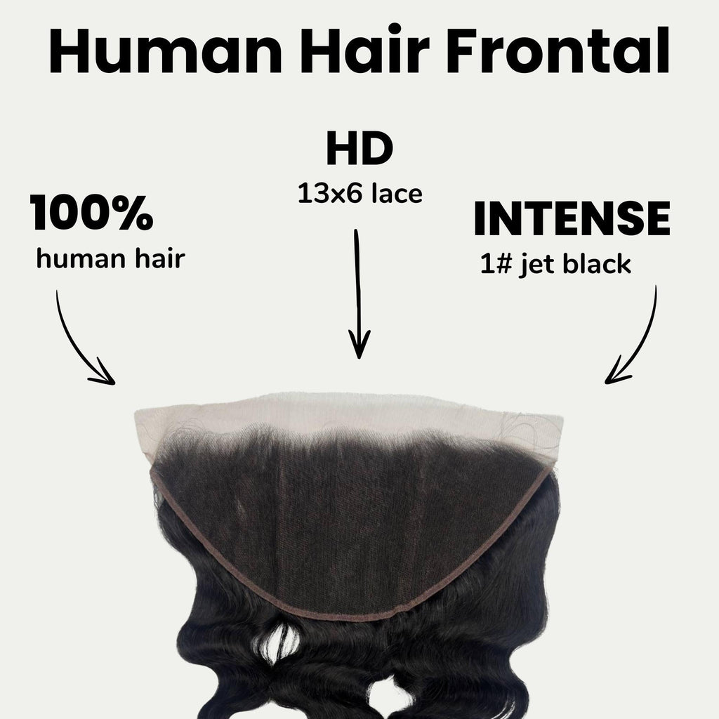 Jet Black Body Wave 13x6 HD Lace Human Hair Frontal by Private Label