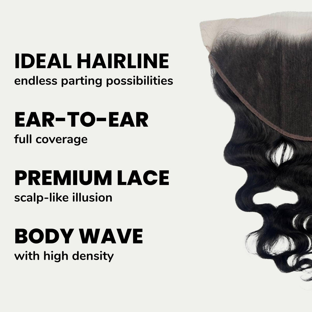Jet Black Body Wave 13x6 HD Lace Human Hair Frontal by Private Label