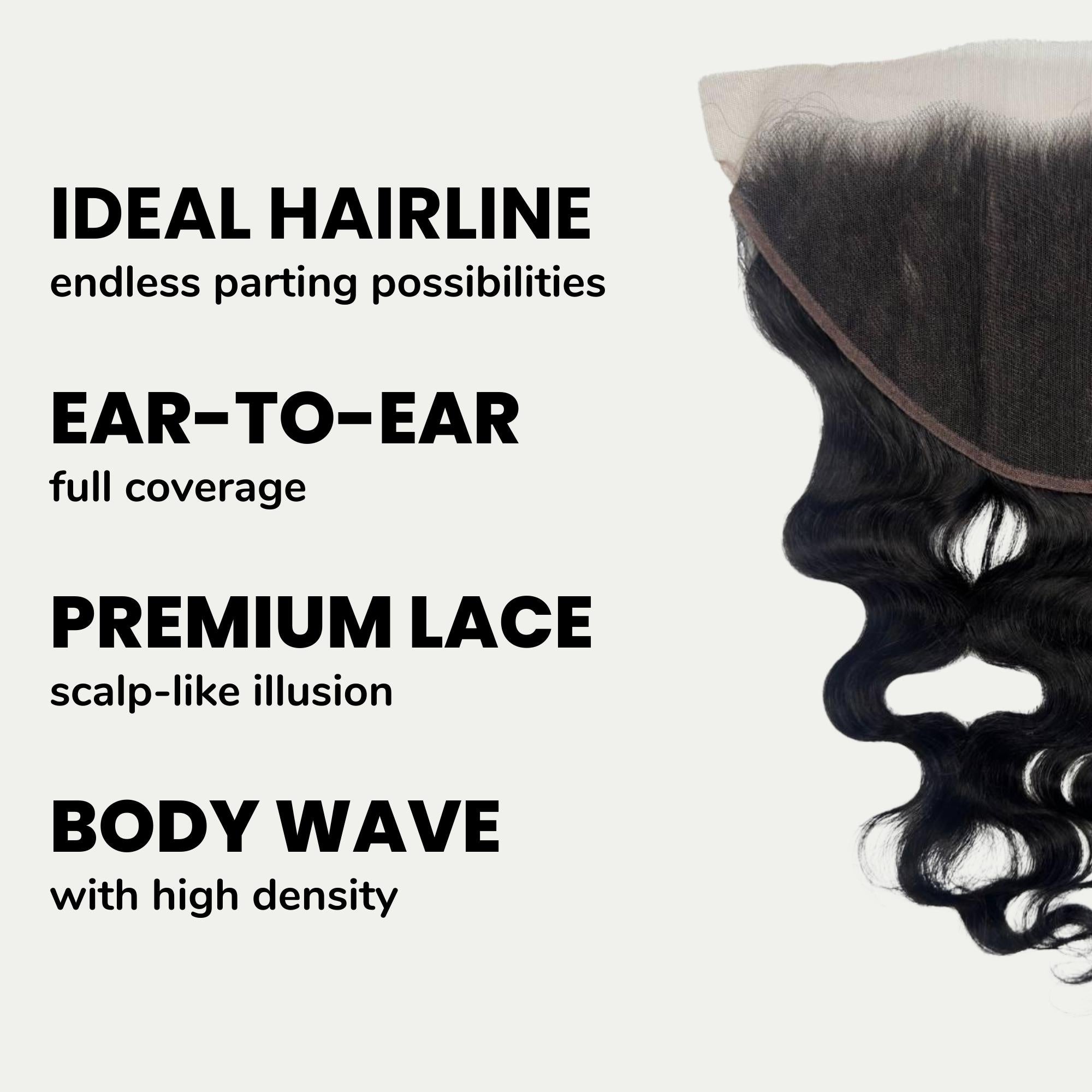 Jet Black Body Wave 13x6 HD Lace Human Hair Frontal by Private Label