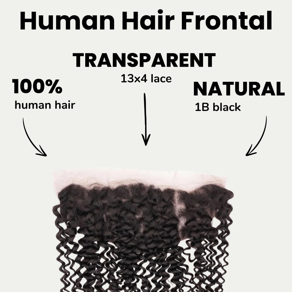 Kinky Curly 13x4 Transparent Lace Human Hair Frontal by Private Label