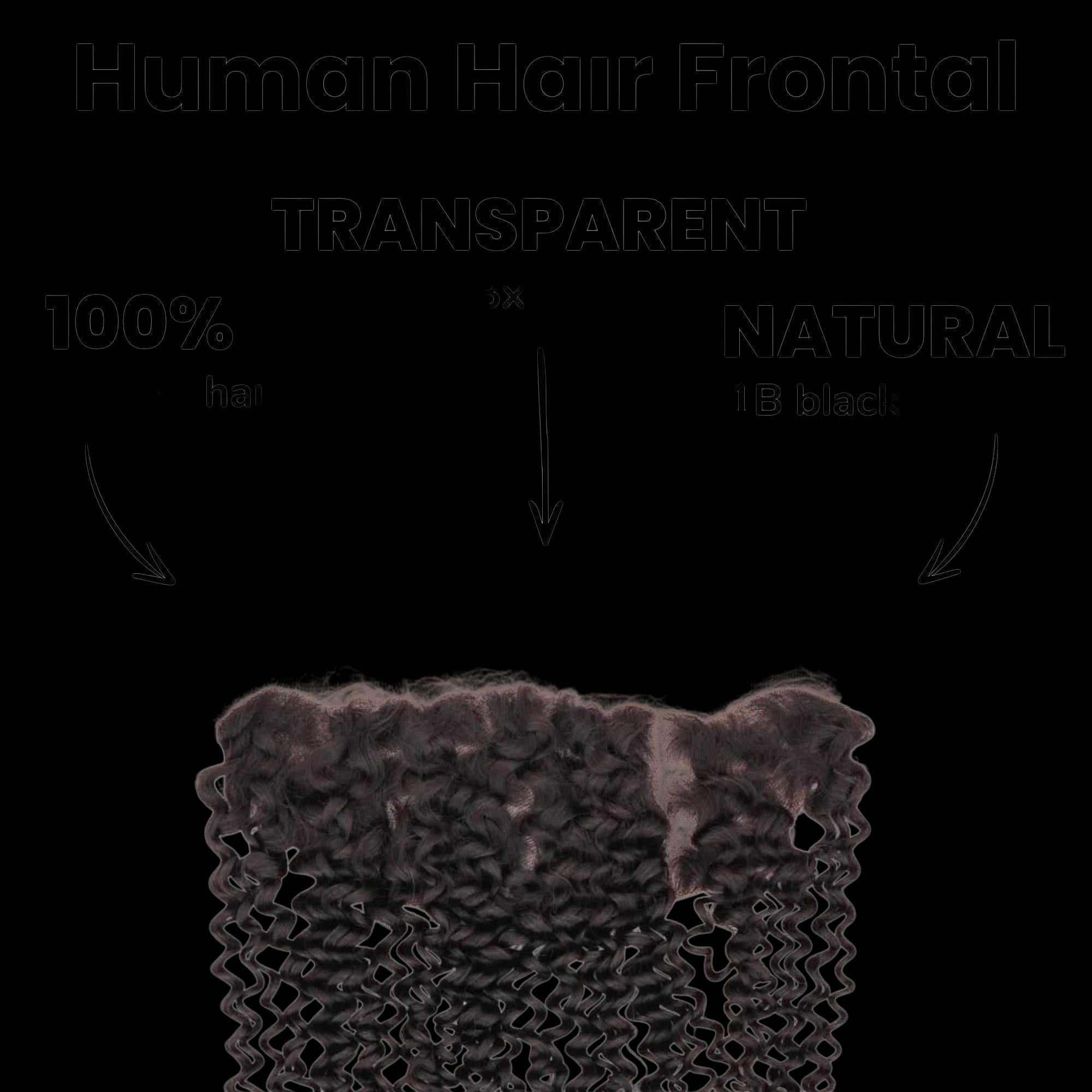 Kinky Curly 13x4 Transparent Lace Human Hair Frontal by Private Label
