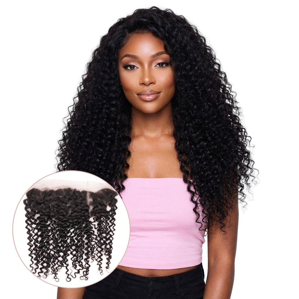 Kinky Curly 13x4 Transparent Lace Human Hair Frontal by Private Label