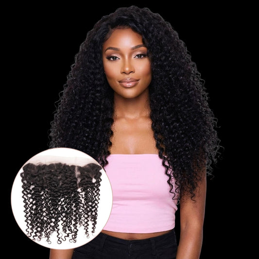 Kinky Curly 13x4 Transparent Lace Human Hair Frontal by Private Label