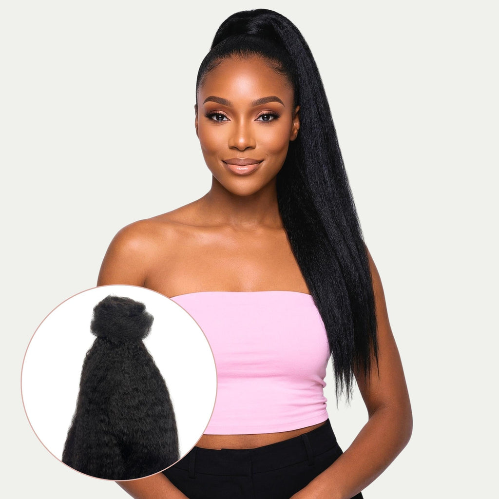 Kinky Straight 100% Human Hair Ponytail Extension by Private Label