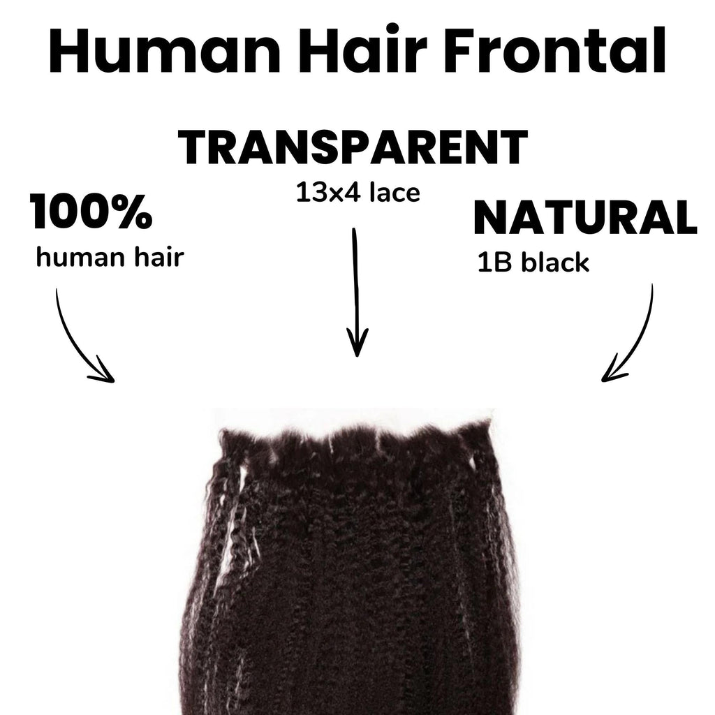 Kinky Straight 13x4 Transparent Lace Human Hair Frontal by Private Label