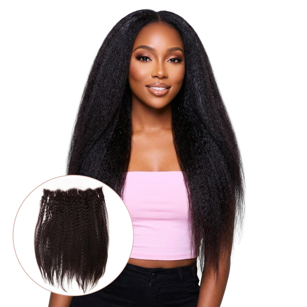Kinky Straight 13x4 Transparent Lace Human Hair Frontal by Private Label