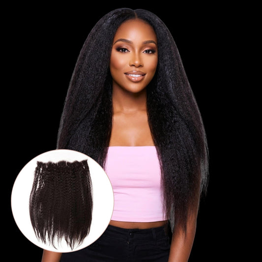 Kinky Straight 13x4 Transparent Lace Human Hair Frontal by Private Label
